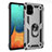 Silikon Hülle Handyhülle und Kunststoff Schutzhülle Hartschalen Tasche mit Magnetisch Fingerring Ständer S01 für Samsung Galaxy A71 4G A715 Silber