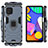 Silikon Hülle Handyhülle und Kunststoff Schutzhülle Hartschalen Tasche mit Magnetisch Fingerring Ständer S01 für Samsung Galaxy F62 5G