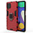 Silikon Hülle Handyhülle und Kunststoff Schutzhülle Hartschalen Tasche mit Magnetisch Fingerring Ständer S01 für Samsung Galaxy F62 5G Rot