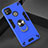 Silikon Hülle Handyhülle und Kunststoff Schutzhülle Hartschalen Tasche mit Magnetisch Fingerring Ständer S01 für Xiaomi Redmi 9C Blau