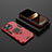 Silikon Hülle Handyhülle und Kunststoff Schutzhülle Hartschalen Tasche mit Magnetisch Fingerring Ständer S02 für Apple iPhone 14 Pro Rot