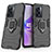 Silikon Hülle Handyhülle und Kunststoff Schutzhülle Hartschalen Tasche mit Magnetisch Fingerring Ständer S02 für Oppo A56S 5G