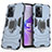 Silikon Hülle Handyhülle und Kunststoff Schutzhülle Hartschalen Tasche mit Magnetisch Fingerring Ständer S02 für Oppo A56S 5G