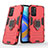 Silikon Hülle Handyhülle und Kunststoff Schutzhülle Hartschalen Tasche mit Magnetisch Fingerring Ständer S02 für Oppo A76 Rot