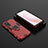 Silikon Hülle Handyhülle und Kunststoff Schutzhülle Hartschalen Tasche mit Magnetisch Fingerring Ständer S02 für Oppo A93s 5G Rot