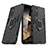 Silikon Hülle Handyhülle und Kunststoff Schutzhülle Hartschalen Tasche mit Magnetisch Fingerring Ständer S02 für Samsung Galaxy A15 4G Schwarz