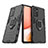 Silikon Hülle Handyhülle und Kunststoff Schutzhülle Hartschalen Tasche mit Magnetisch Fingerring Ständer S02 für Samsung Galaxy A72 4G Schwarz