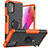 Silikon Hülle Handyhülle und Kunststoff Schutzhülle Hartschalen Tasche mit Magnetisch Fingerring Ständer S03 für Motorola Moto G Stylus (2021) Orange