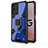 Silikon Hülle Handyhülle und Kunststoff Schutzhülle Hartschalen Tasche mit Magnetisch Fingerring Ständer S03 für Oppo A93s 5G Blau