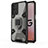 Silikon Hülle Handyhülle und Kunststoff Schutzhülle Hartschalen Tasche mit Magnetisch Fingerring Ständer S03 für Oppo A93s 5G Schwarz