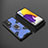 Silikon Hülle Handyhülle und Kunststoff Schutzhülle Hartschalen Tasche mit Magnetisch Fingerring Ständer S03 für Samsung Galaxy A72 4G Blau