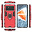 Silikon Hülle Handyhülle und Kunststoff Schutzhülle Hartschalen Tasche mit Magnetisch Fingerring Ständer S03 für Vivo iQOO 9 Pro 5G Rot