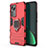 Silikon Hülle Handyhülle und Kunststoff Schutzhülle Hartschalen Tasche mit Magnetisch Fingerring Ständer S03 für Xiaomi Mi 12S 5G Rot