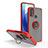 Silikon Hülle Handyhülle und Kunststoff Schutzhülle Hartschalen Tasche mit Magnetisch Fingerring Ständer S04 für Motorola Moto E20 Rot
