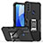 Silikon Hülle Handyhülle und Kunststoff Schutzhülle Hartschalen Tasche mit Magnetisch Fingerring Ständer S05 für Motorola Moto E20 Schwarz
