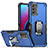 Silikon Hülle Handyhülle und Kunststoff Schutzhülle Hartschalen Tasche mit Magnetisch Fingerring Ständer S05 für Motorola Moto G Stylus (2022) 4G Blau