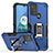 Silikon Hülle Handyhülle und Kunststoff Schutzhülle Hartschalen Tasche mit Magnetisch Fingerring Ständer S05 für Motorola Moto G10 Blau