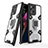 Silikon Hülle Handyhülle und Kunststoff Schutzhülle Hartschalen Tasche mit Magnetisch Fingerring Ständer S05 für Oppo Find X3 5G Weiß