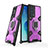 Silikon Hülle Handyhülle und Kunststoff Schutzhülle Hartschalen Tasche mit Magnetisch Fingerring Ständer S05 für Oppo Reno6 Pro 5G Violett