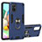 Silikon Hülle Handyhülle und Kunststoff Schutzhülle Hartschalen Tasche mit Magnetisch Fingerring Ständer S05 für Samsung Galaxy A71 5G Blau