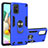 Silikon Hülle Handyhülle und Kunststoff Schutzhülle Hartschalen Tasche mit Magnetisch Fingerring Ständer S05 für Samsung Galaxy A71 5G Hellblau
