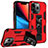 Silikon Hülle Handyhülle und Kunststoff Schutzhülle Hartschalen Tasche mit Magnetisch Fingerring Ständer S07 für Apple iPhone 13 Pro Rot