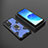 Silikon Hülle Handyhülle und Kunststoff Schutzhülle Hartschalen Tasche mit Magnetisch Fingerring Ständer S07 für Oppo Reno6 5G Blau
