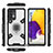 Silikon Hülle Handyhülle und Kunststoff Schutzhülle Hartschalen Tasche mit Magnetisch Fingerring Ständer S07 für Samsung Galaxy A72 4G Weiß