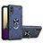 Silikon Hülle Handyhülle und Kunststoff Schutzhülle Hartschalen Tasche mit Magnetisch Fingerring Ständer T01 für Samsung Galaxy A02 Blau