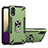 Silikon Hülle Handyhülle und Kunststoff Schutzhülle Hartschalen Tasche mit Magnetisch Fingerring Ständer T01 für Samsung Galaxy A02 Grün