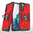 Silikon Hülle Handyhülle und Kunststoff Schutzhülle Hartschalen Tasche mit Magnetisch Fingerring Ständer T04 für Samsung Galaxy S22 5G Rot