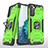 Silikon Hülle Handyhülle und Kunststoff Schutzhülle Hartschalen Tasche mit Magnetisch Fingerring Ständer T04 für Samsung Galaxy S22 Plus 5G Minzgrün