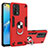 Silikon Hülle Handyhülle und Kunststoff Schutzhülle Hartschalen Tasche mit Magnetisch Fingerring Ständer Y01B für Oppo F19s Rot
