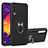 Silikon Hülle Handyhülle und Kunststoff Schutzhülle Hartschalen Tasche mit Magnetisch Fingerring Ständer Y01B für Samsung Galaxy A30S Schwarz