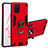 Silikon Hülle Handyhülle und Kunststoff Schutzhülle Hartschalen Tasche mit Magnetisch Fingerring Ständer Y01B für Samsung Galaxy Note 10 Lite Rot