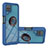 Silikon Hülle Handyhülle und Kunststoff Schutzhülle Hartschalen Tasche mit Magnetisch Fingerring Ständer YB1 für Samsung Galaxy A12