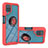 Silikon Hülle Handyhülle und Kunststoff Schutzhülle Hartschalen Tasche mit Magnetisch Fingerring Ständer YB1 für Samsung Galaxy A12 Rot