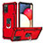 Silikon Hülle Handyhülle und Kunststoff Schutzhülle Hartschalen Tasche mit Magnetisch Fingerring Ständer YF1 für Samsung Galaxy A02s Rot