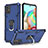 Silikon Hülle Handyhülle und Kunststoff Schutzhülle Hartschalen Tasche mit Magnetisch Fingerring Ständer YF1 für Samsung Galaxy A71 4G A715 Blau