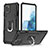 Silikon Hülle Handyhülle und Kunststoff Schutzhülle Hartschalen Tasche mit Magnetisch Fingerring Ständer YF1 für Samsung Galaxy A81 Schwarz