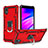 Silikon Hülle Handyhülle und Kunststoff Schutzhülle Hartschalen Tasche mit Magnetisch Fingerring Ständer YF1 für Samsung Galaxy M01 Core Rot