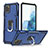 Silikon Hülle Handyhülle und Kunststoff Schutzhülle Hartschalen Tasche mit Magnetisch Fingerring Ständer YF1 für Samsung Galaxy Note 10 Lite Blau