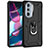 Silikon Hülle Handyhülle und Kunststoff Schutzhülle Hartschalen Tasche mit Magnetisch Fingerring Ständer Z01 für Motorola Moto Edge Plus (2022) 5G Schwarz