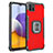 Silikon Hülle Handyhülle und Kunststoff Schutzhülle Hartschalen Tasche mit Magnetisch Fingerring Ständer ZJ1 für Samsung Galaxy F42 5G Rot