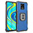 Silikon Hülle Handyhülle und Kunststoff Schutzhülle Hartschalen Tasche mit Magnetisch Fingerring Ständer ZJ2 für Xiaomi Poco M2 Pro Blau