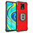 Silikon Hülle Handyhülle und Kunststoff Schutzhülle Hartschalen Tasche mit Magnetisch Fingerring Ständer ZJ2 für Xiaomi Poco M2 Pro Rot