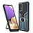 Silikon Hülle Handyhülle und Kunststoff Schutzhülle Hartschalen Tasche mit Magnetisch Fingerring Ständer ZL1 für Samsung Galaxy A32 4G Cyan