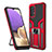 Silikon Hülle Handyhülle und Kunststoff Schutzhülle Hartschalen Tasche mit Magnetisch Fingerring Ständer ZL1 für Samsung Galaxy A32 4G Rot