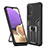 Silikon Hülle Handyhülle und Kunststoff Schutzhülle Hartschalen Tasche mit Magnetisch Fingerring Ständer ZL1 für Samsung Galaxy A32 4G Schwarz