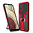Silikon Hülle Handyhülle und Kunststoff Schutzhülle Hartschalen Tasche mit Magnetisch Fingerring Ständer ZL1 für Samsung Galaxy F02S SM-E025F Rot